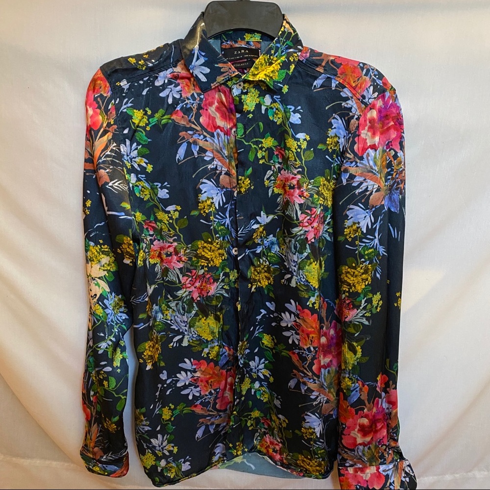 Zara man floral viscose shirt size Small